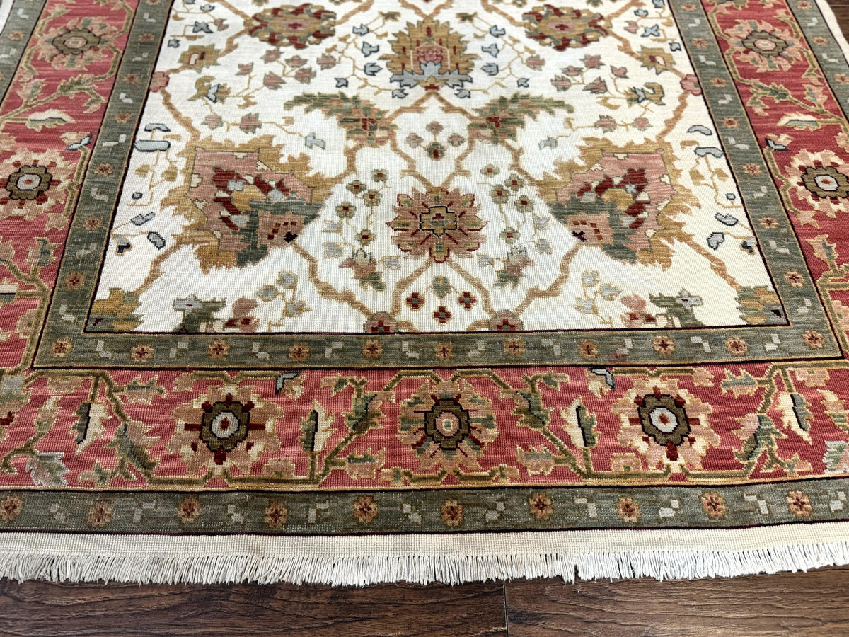Flatweave Soumak Rug 6x9, Nourison Rug, Wool Handmade, Floral, Ivory - Jewel Rugs, view 6