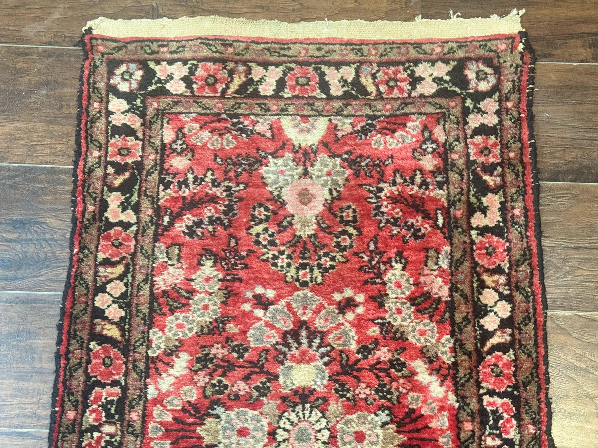 Persian Hamadan Runner Rug 2 x 13.6 – Red Floral Wool Hallway Carpet - Jewel Rugs, view 3