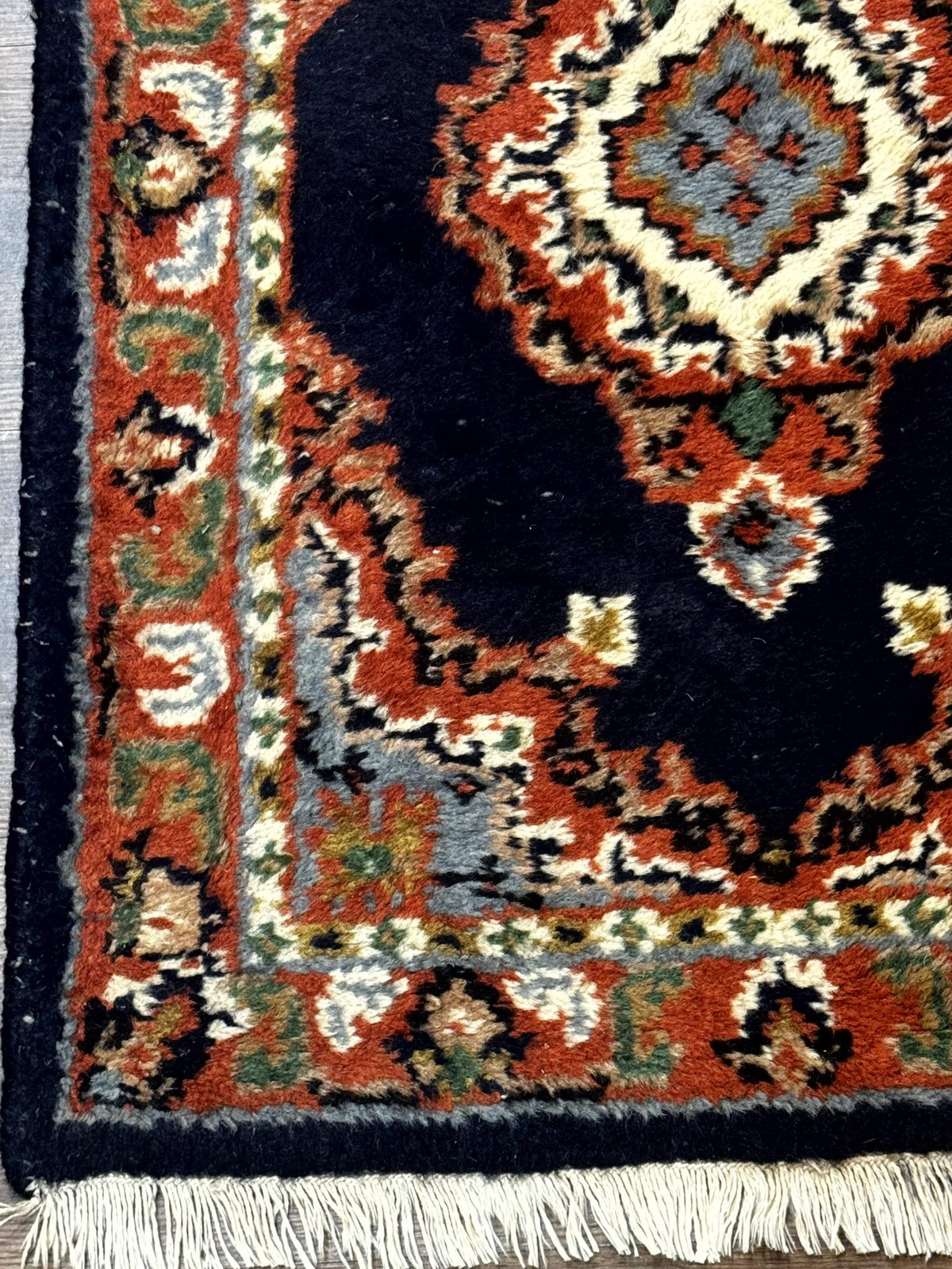 Small Indo Persian Rug 2x3, Navy Blue & Terracotta, Wool, Handmade - Jewel Rugs, view 9