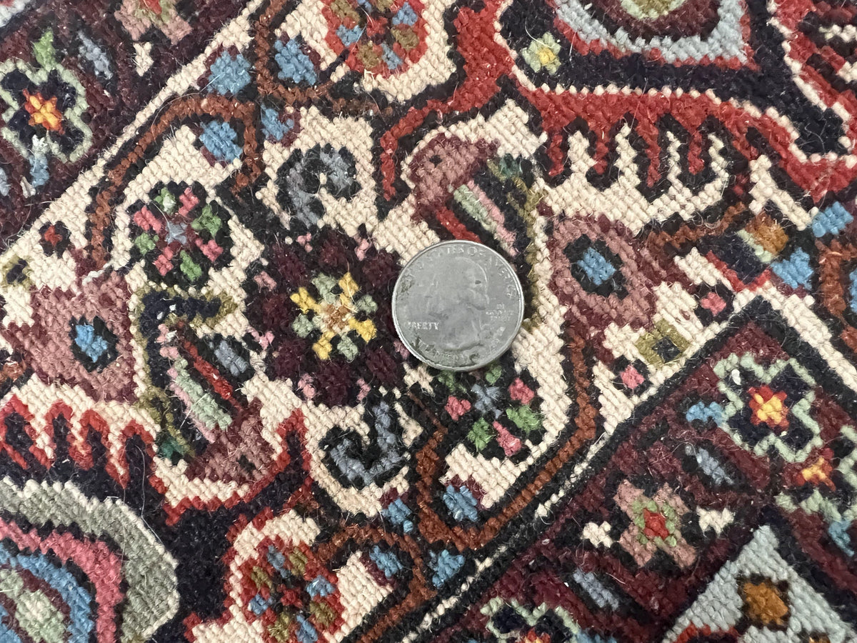 Persian Bidjar Rug 5x10, Wool Hand Knotted Vintage Carpet, Highly Detailed, Mahi Herati Pattern, 5 x 10 Oriental Rug - Jewel Rugs, view 10