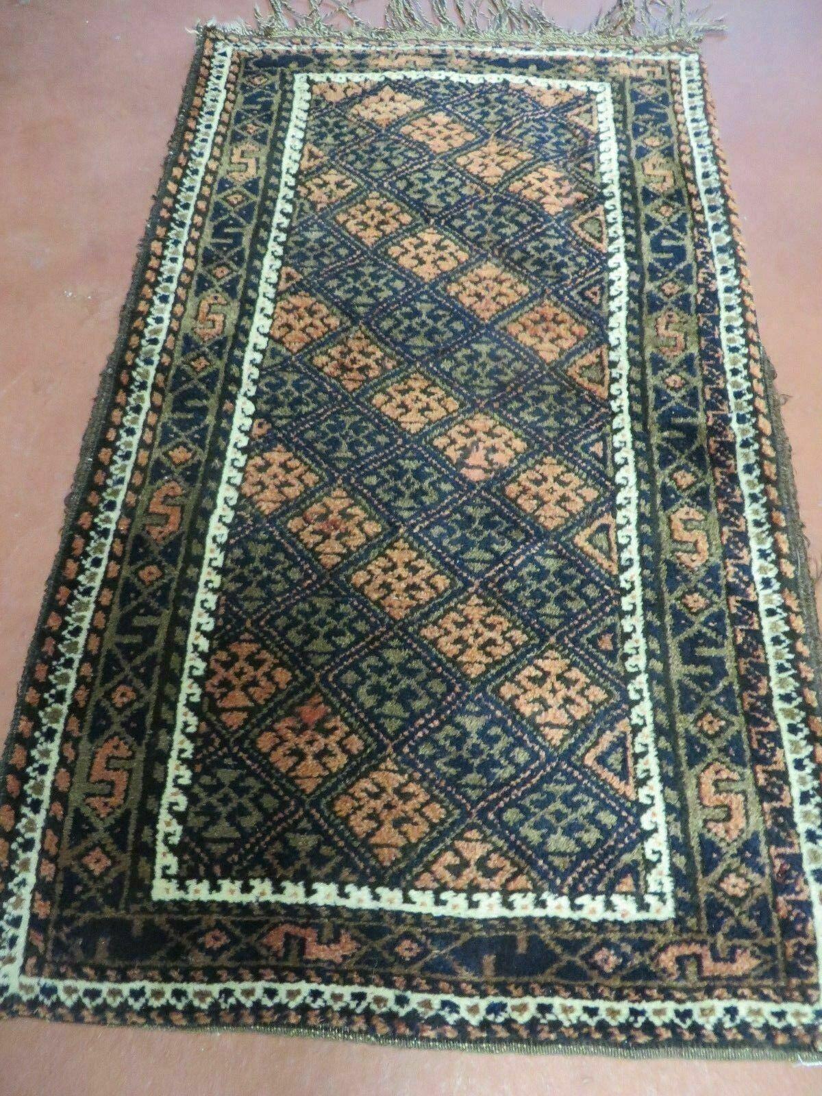 2' X 3' Antique Handmade Pakistani Bokhara Turkoman Balouchi Wool Rug Mat Nice - Jewel Rugs, view 7