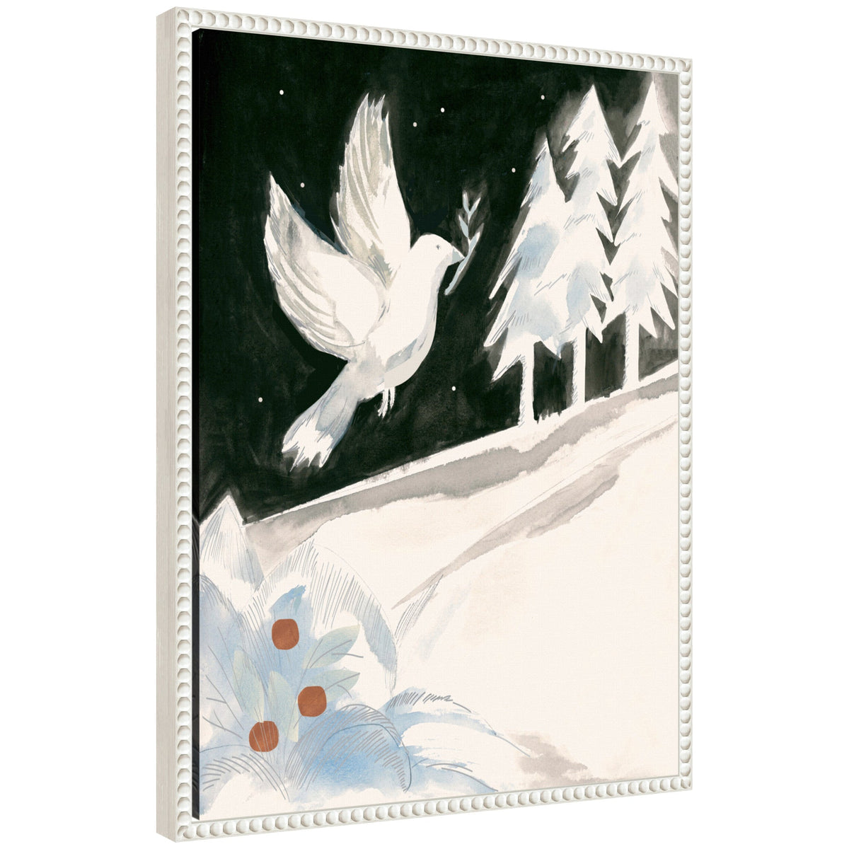 Sylvie Beaded Peace Dove Framed Canvas by Teju Reval