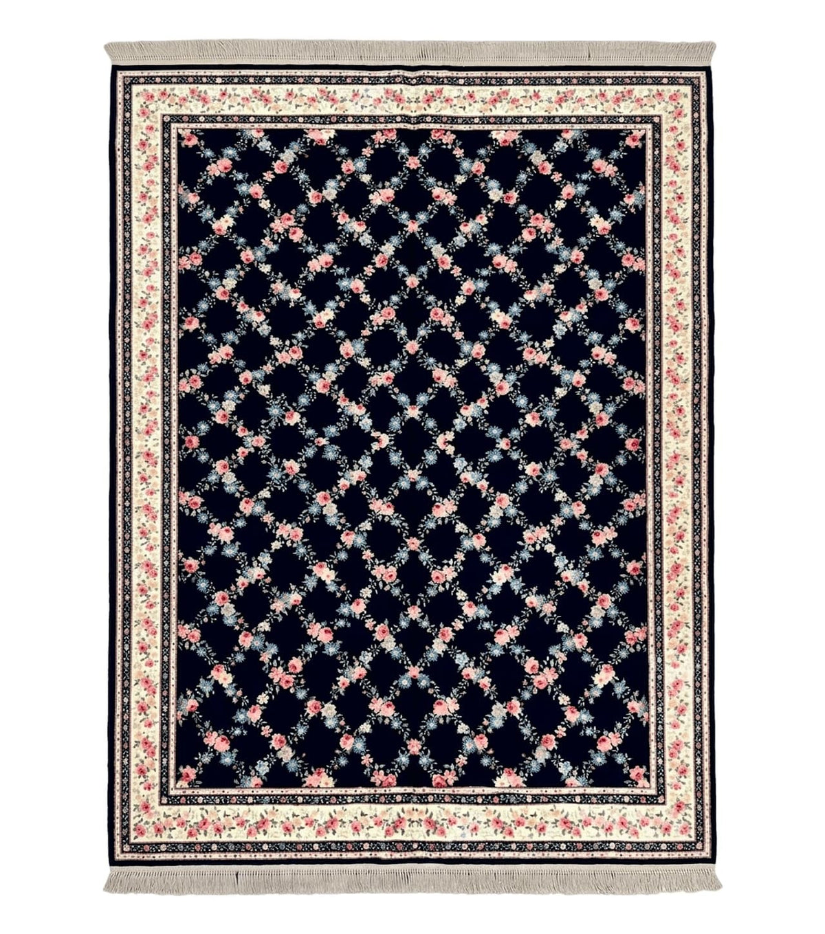 Karastan Rug 8' 8" x 12" Garden of Eden Collection Ebony Trellis #509/1270, Wool Pile Discontinued Vintage Karastan Carpet, Room Sized Rug - Jewel Rugs