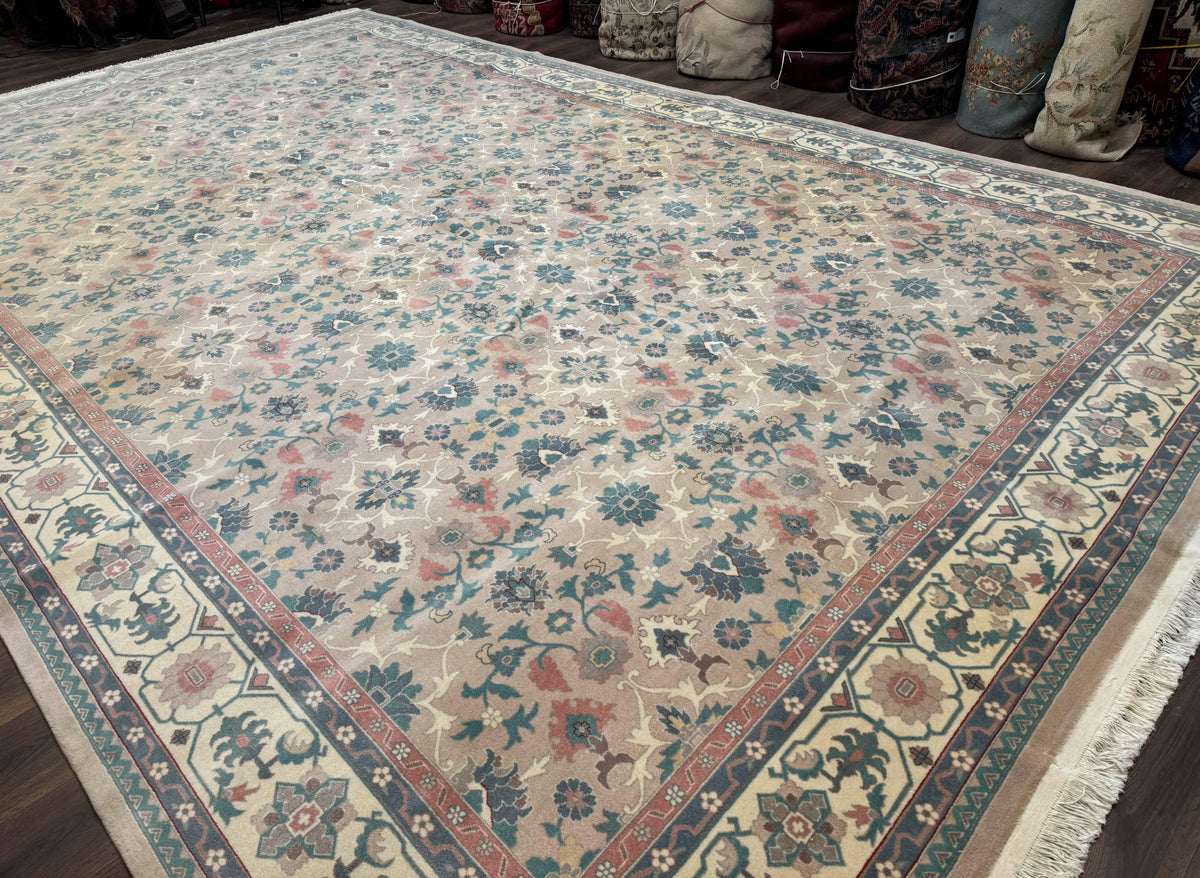 Palace Size Wool Rug 10x18, Sino Persian Kerman Rug, Oversized Hand Knotted Carpet, Light Taupe, Allover Pattern - Jewel Rugs, view 13