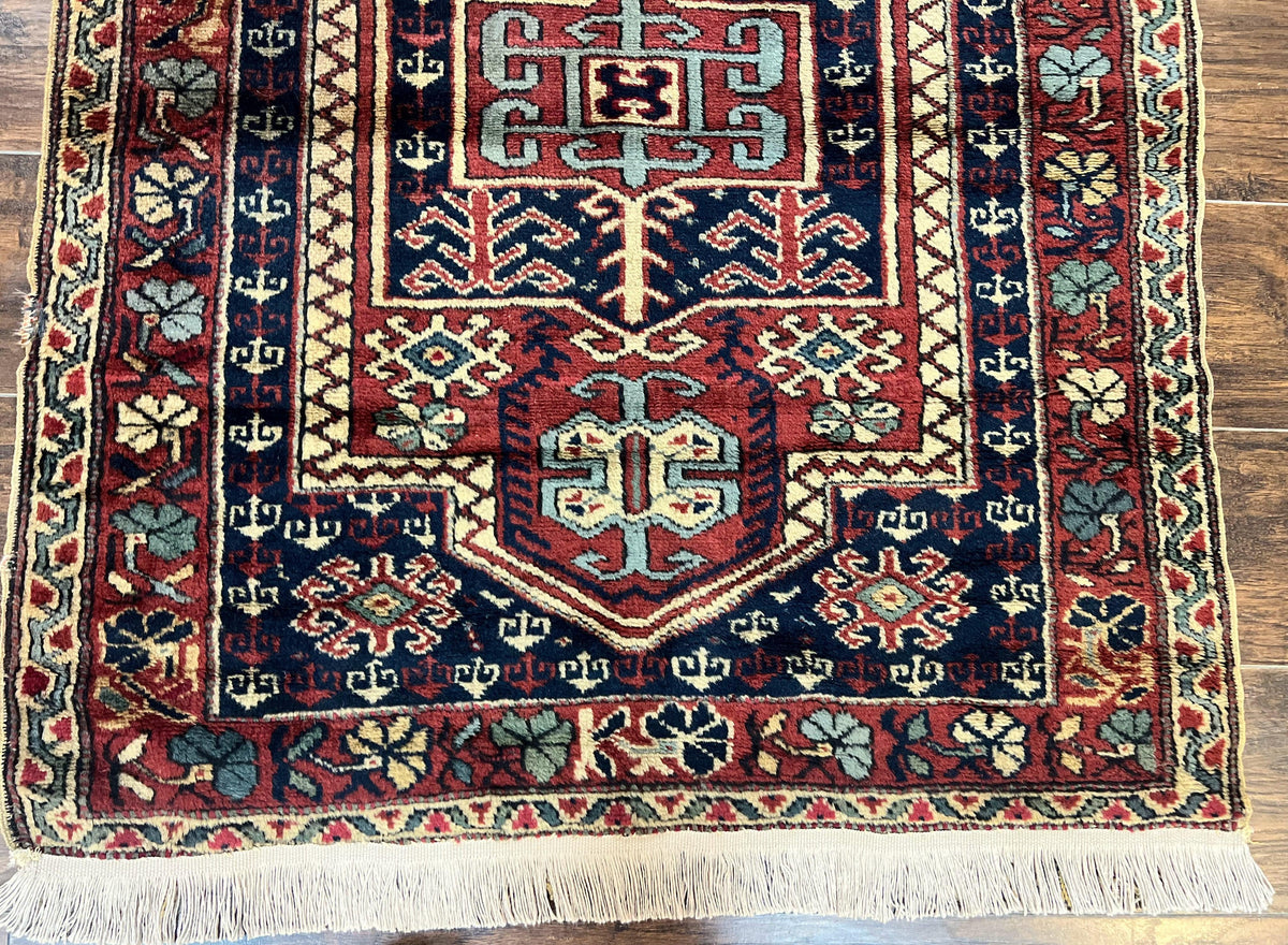Antique Turkish Sparta Rug 3x4, Geometric Caucasian Pattern, Vintage Handmade Tribal Wool Carpet - Jewel Rugs, view 5
