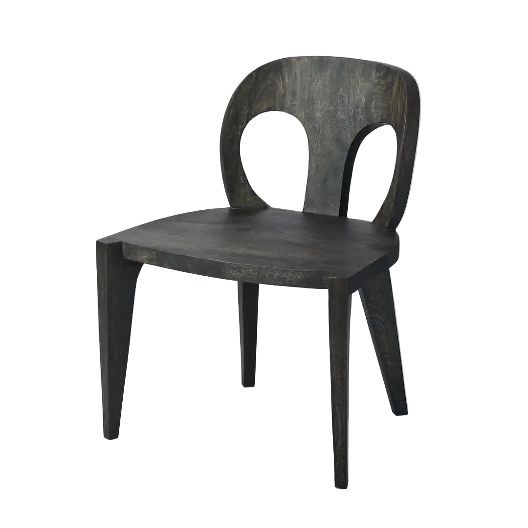 Dark wooden chair against a plain background