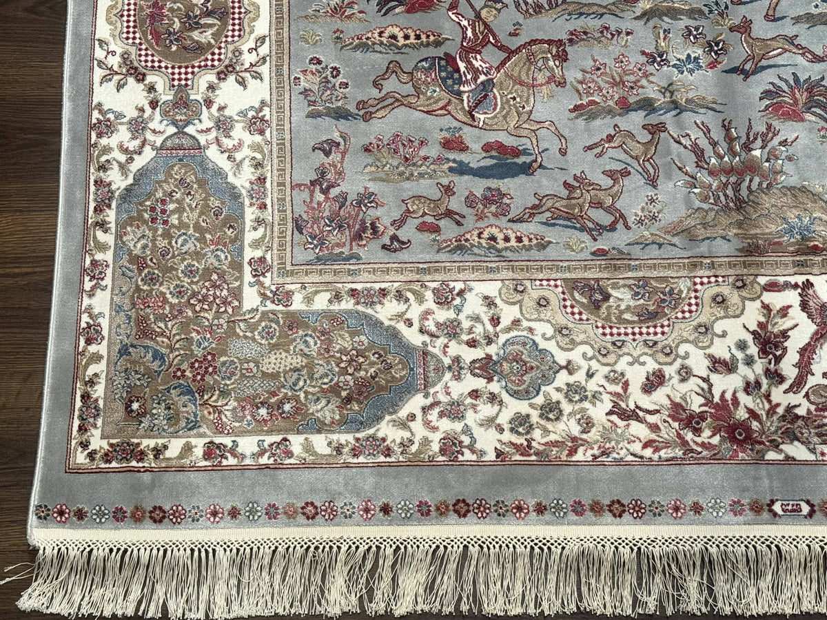 Turkish Silk Rug 5x7, Hunting Design, Animal Pictorials, Bamboo Silk - Jewel Rugs, view 9