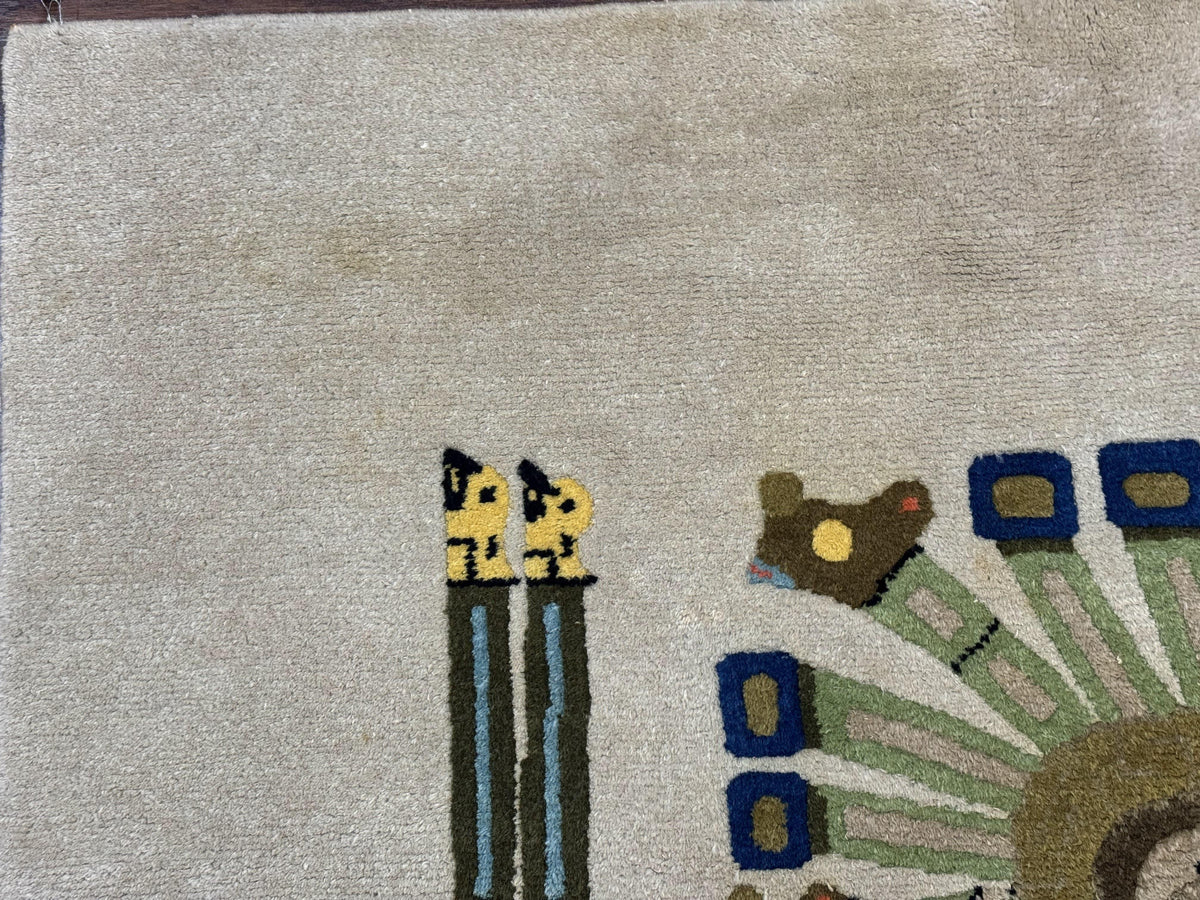 South American Rug 6x7, Unique Native American Design, Ivory, Ecuador Rug, Handmade Wool - Jewel Rugs, view 7