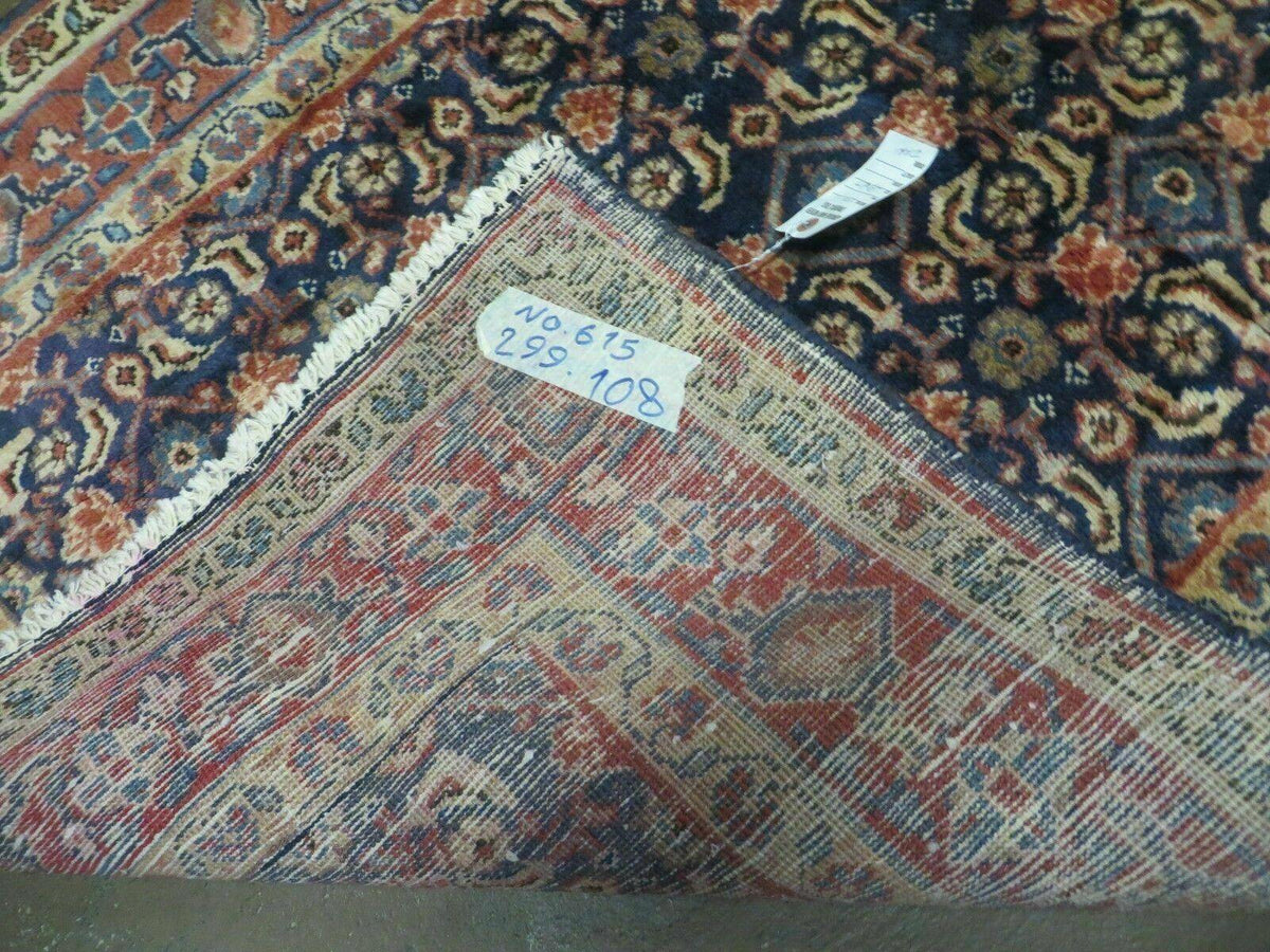 3'7" X 10' Antique Handmade India Floral Oriental Wool Runner Rug Organic Blue - Jewel Rugs, view 11