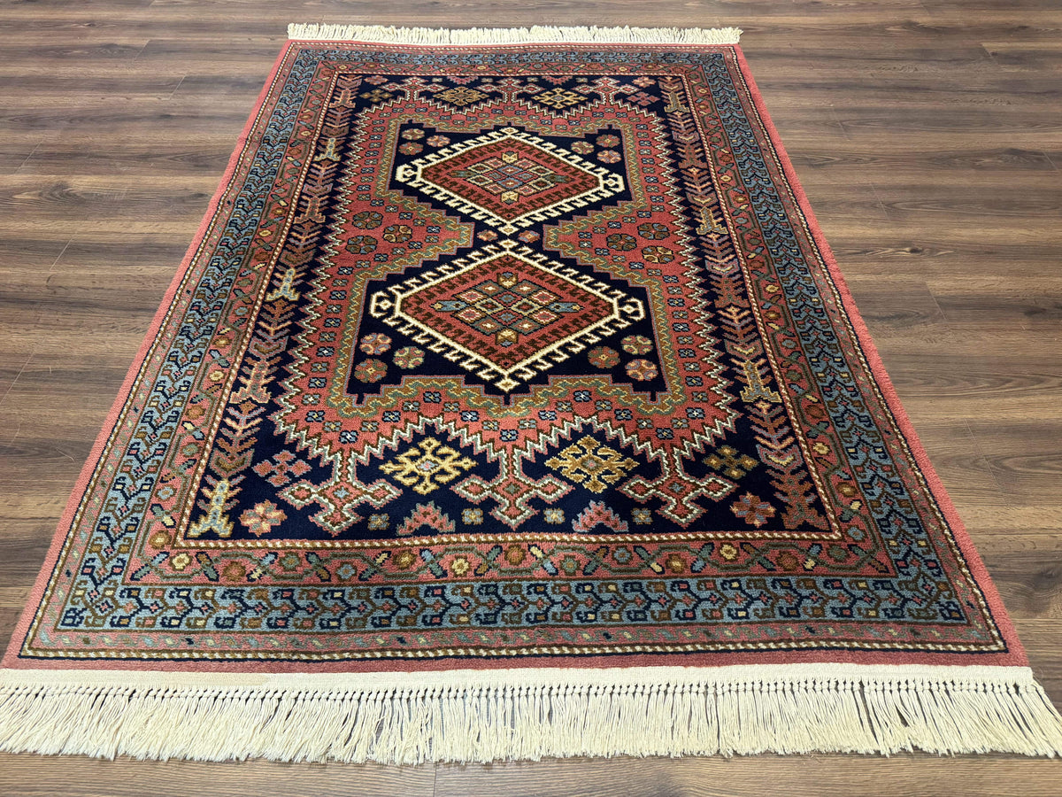 5x7 Persian Tribal Design Rug, Wool, Geometric Medallions, Vintage, Power Loomed - Jewel Rugs, view 2