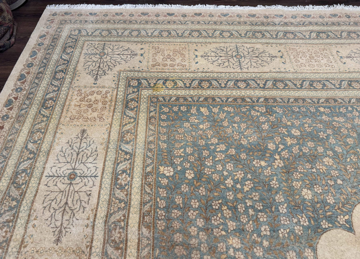 Palace Size Pak Persian Rug 12x18, Haji Jalili Design, Pakistani Carpet, Oat and Light Blue, Fine 260 KPSI - Jewel Rugs, view 7