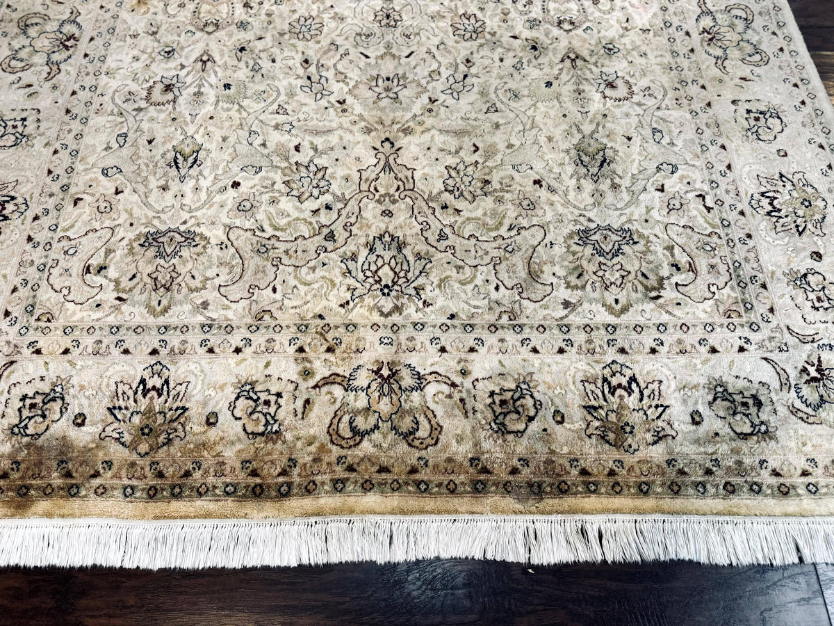 Pak Persian Rug 6x9, Vintage Handmade Wool Carpet, Floral, Beige - Jewel Rugs, view 6