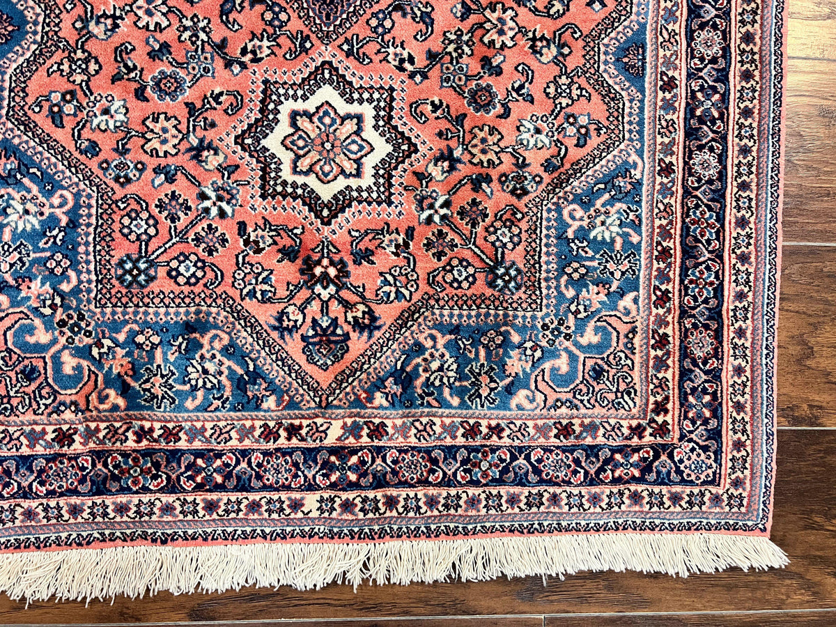 Persian Shiraz Rug 3x5, Geometric Tribal Rug, Wool Hand Knotted Vintage Carpet, Light Red & Blue, Signed by Masterweaver - Jewel Rugs, view 10
