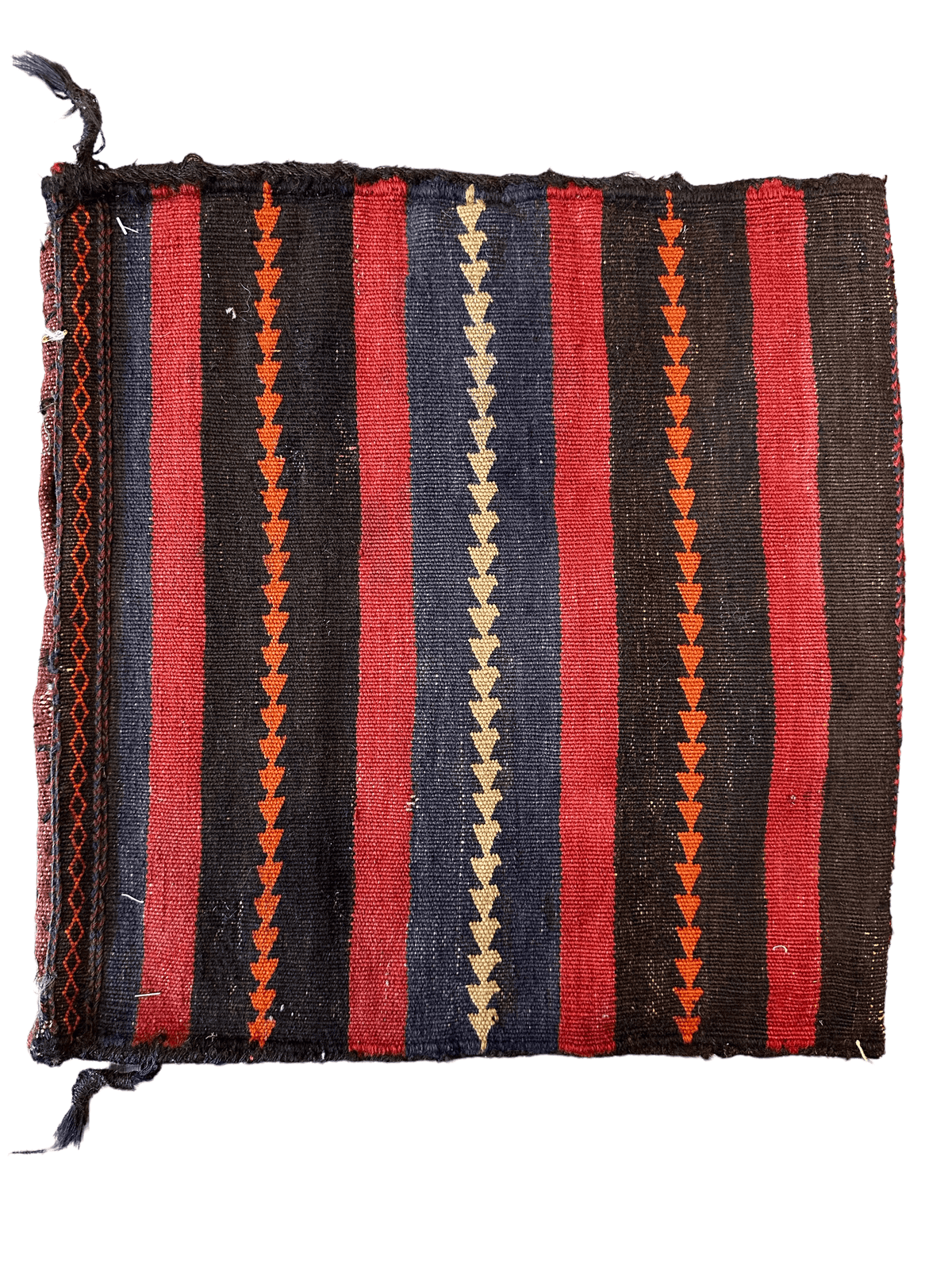 Antique Persian Qashqai Bag Face 1x2 | Brown, Orange & Navy | Hand-Knotted Wool - Rugistan, view 4