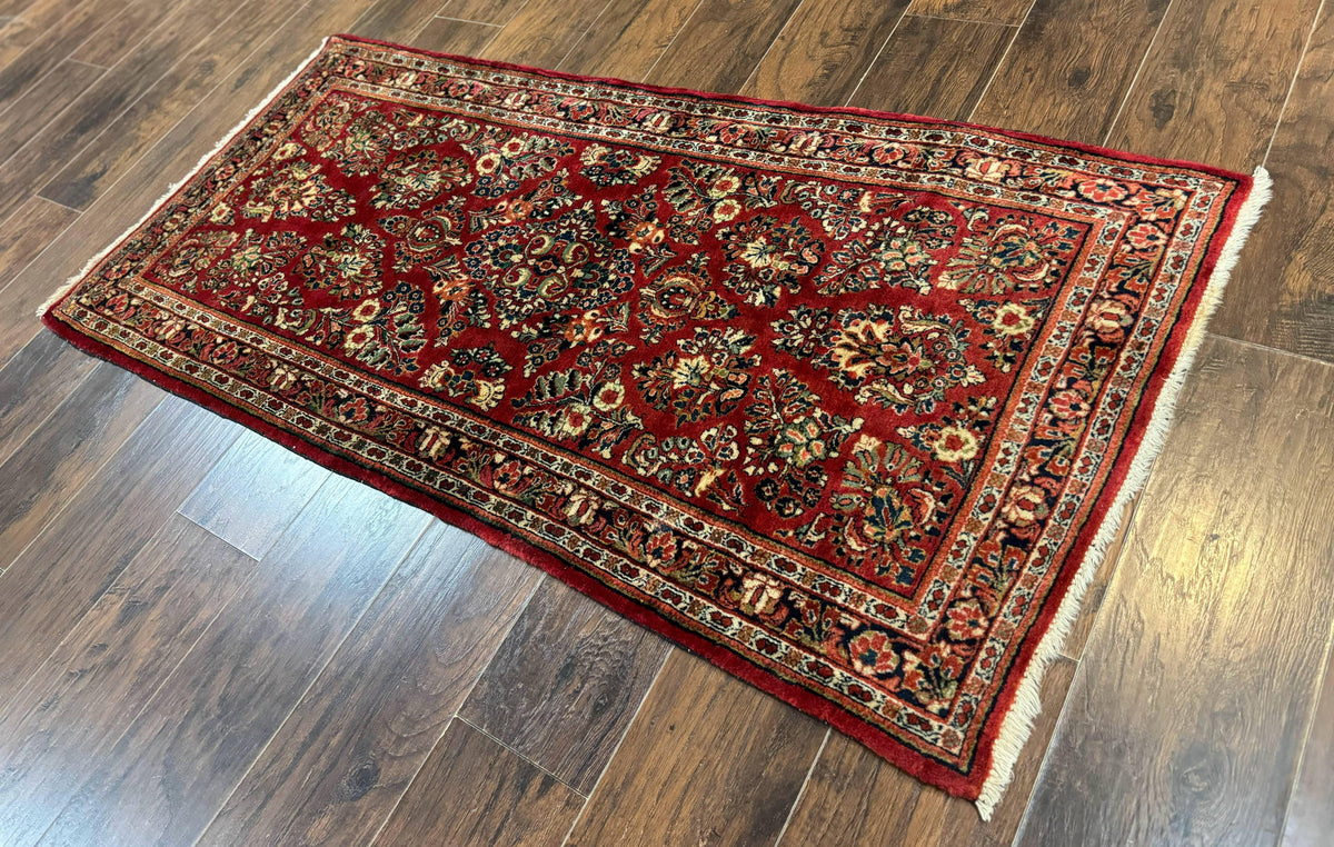 Red Persian Sarouk Rug 3 x 5.8, Antique Wool Carpet, 210 KPSI - Jewel Rugs, view 13