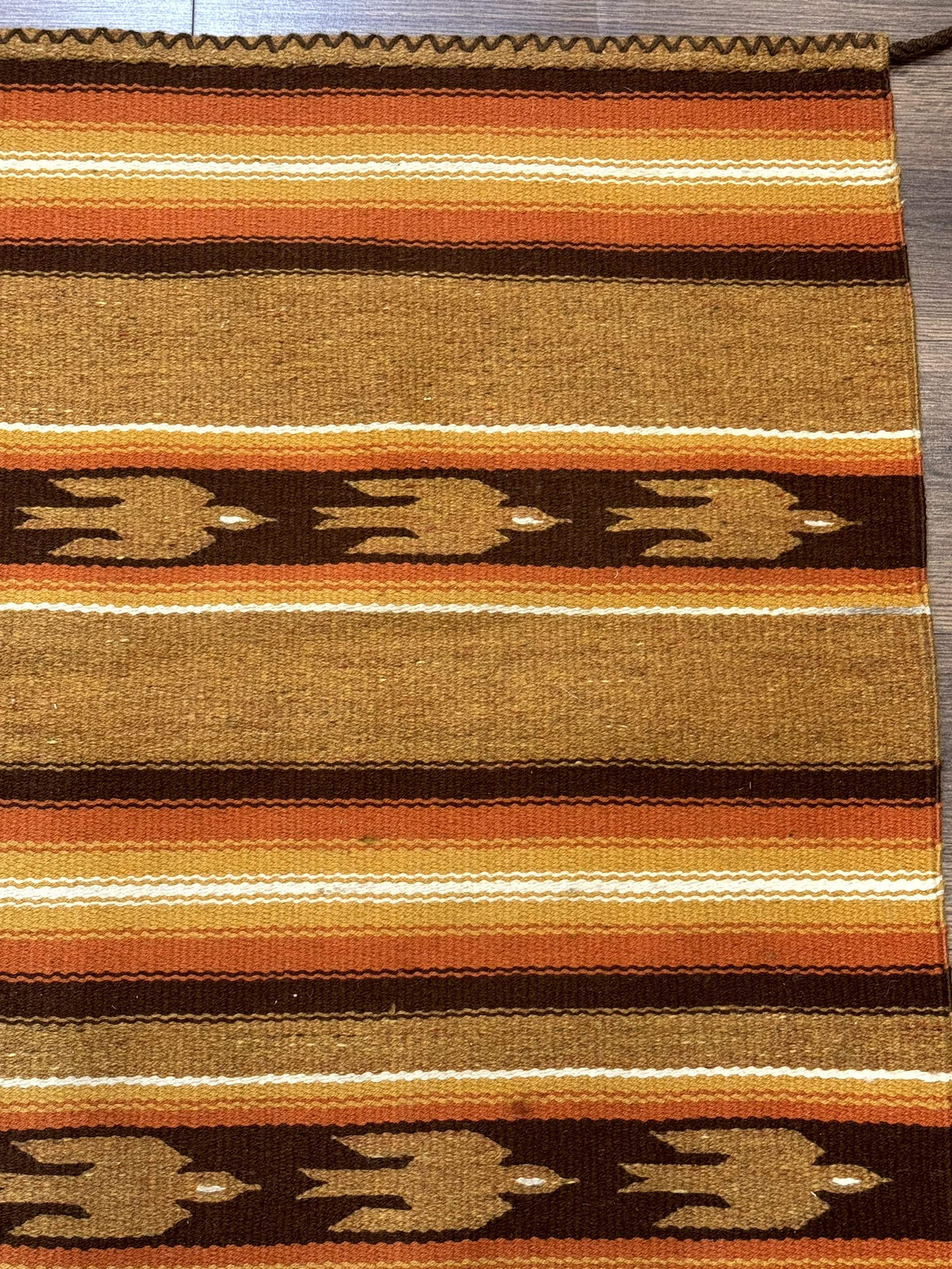 South American Rug Blanket 2.7 x 5.6, Wool, Handmade, Navajo Design, Orange Brown - Jewel Rugs, view 8
