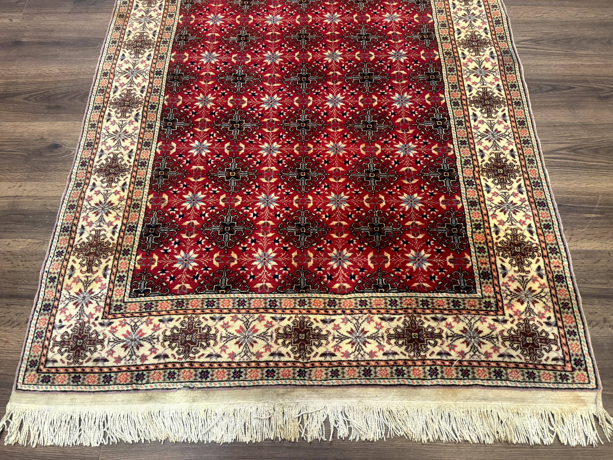 Turkish Sivas Rug 4x6, Red and Cream, Allover Design, Handmade Vintage - Jewel Rugs, view 6