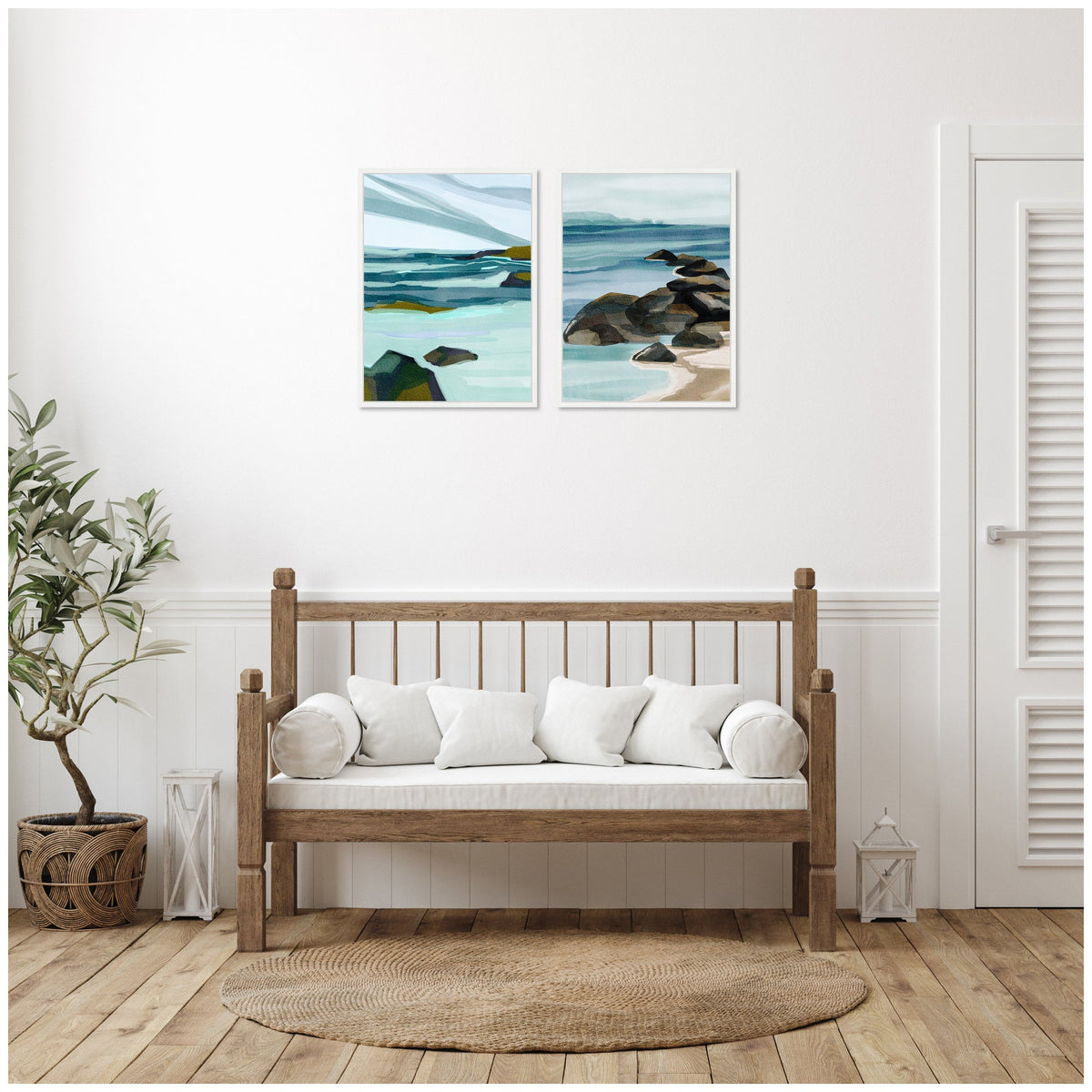 Sylvie Ocean Breeze Landscape - 2 Piece Framed Canvas Art Set by Nikita Jariwala
