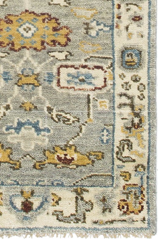 Vintage Oushak Hand Knotted New Zealand Wool Rug | Silver Grey & Ivory Floral Area Rug — 2x3 ft'