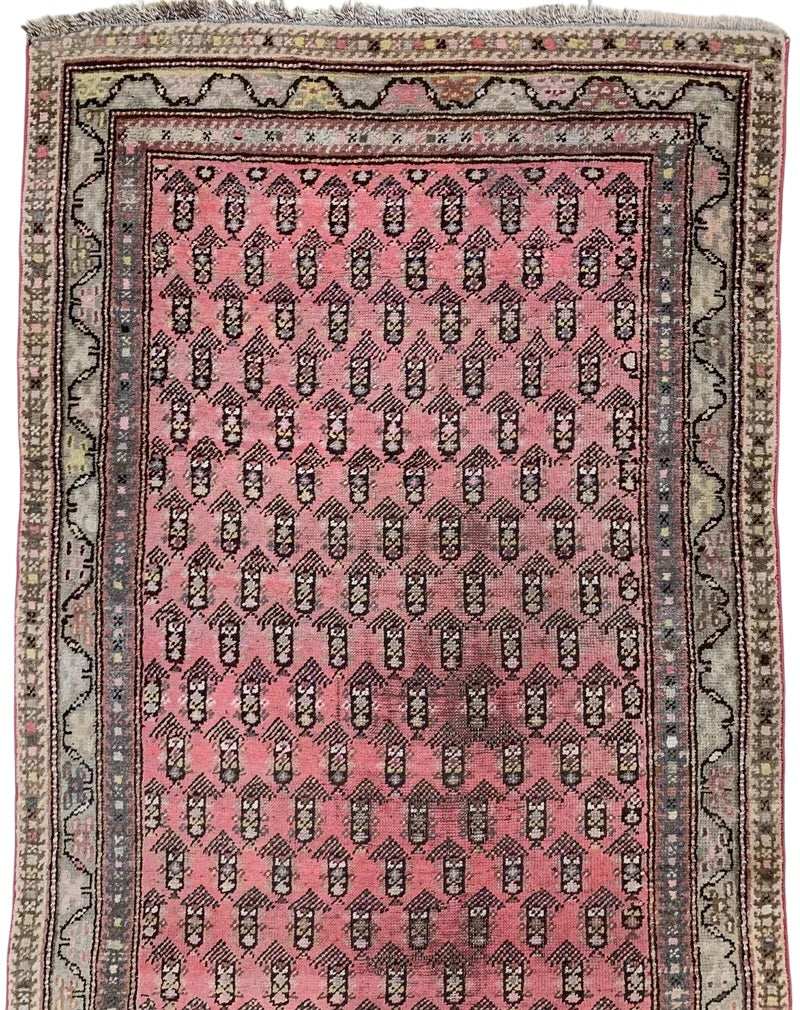 Antique Caucasian Runner 3x13 | Pink, Navy & Beige | Hand-Knotted Wool - Rugistan, view 3