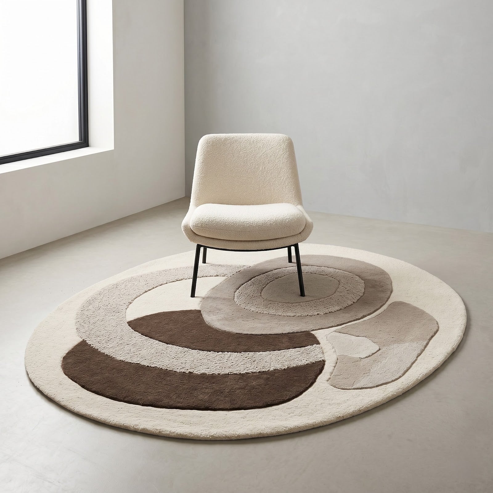 Sculptural Abstract Hand Tufted Wool Rug | Ivory, Taupe & Espresso Brown Organic Modern Area Rug — 2x3 ft'