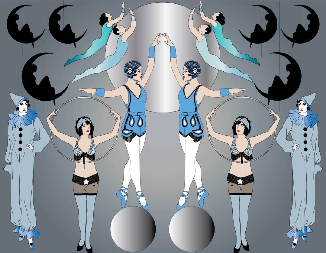 CUSTOM ART DECO CIRCUS WALLPAPER Blue by Art Decor Designs image 2