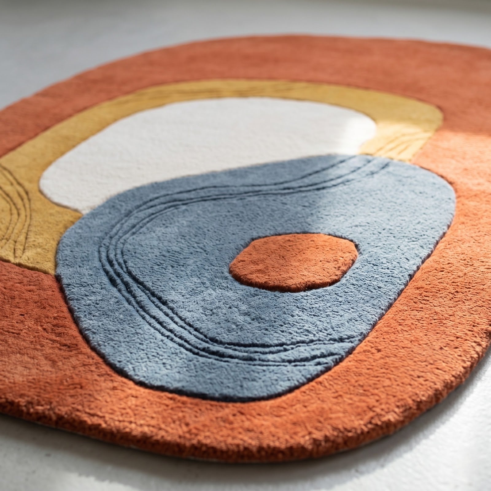 Abstract Terracotta Hand Tufted Wool Rug | Irregular Modern Area Rug — 2x3 ft'