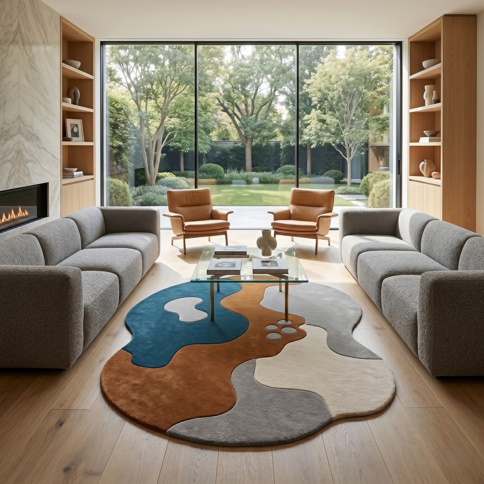 Abstract Organic Hand Tufted Wool Rug | Irregular Shape Modern Area Rug — 2x3 ft'