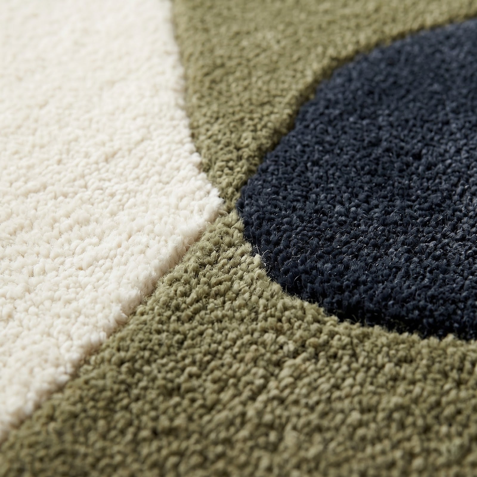 Biomorphic Abstract Hand Tufted Wool Rug | Camel, Sage Green & Ivory Organic Modern Area Rug — 2x3 ft'