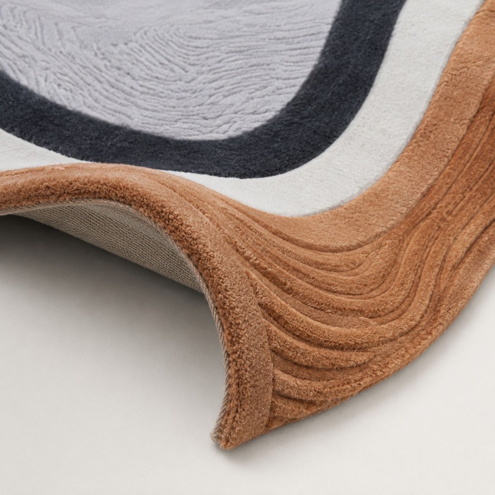 Organic Contour Hand Tufted Wool Sculpted Abstract Border Area Rug — 2x3 ft'