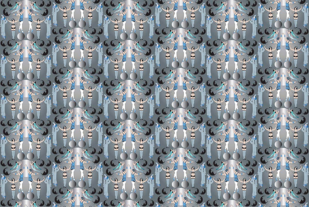 CUSTOM ART DECO CIRCUS WALLPAPER Blue by Art Decor Designs image 3