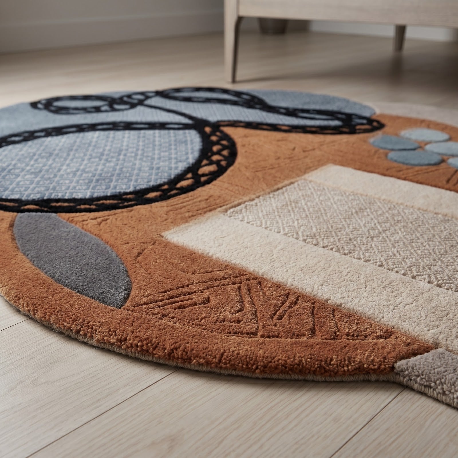 Abstract Organic Hand Tufted Wool Rug | Irregular Shape Modern Area Rug — 2x3 ft'