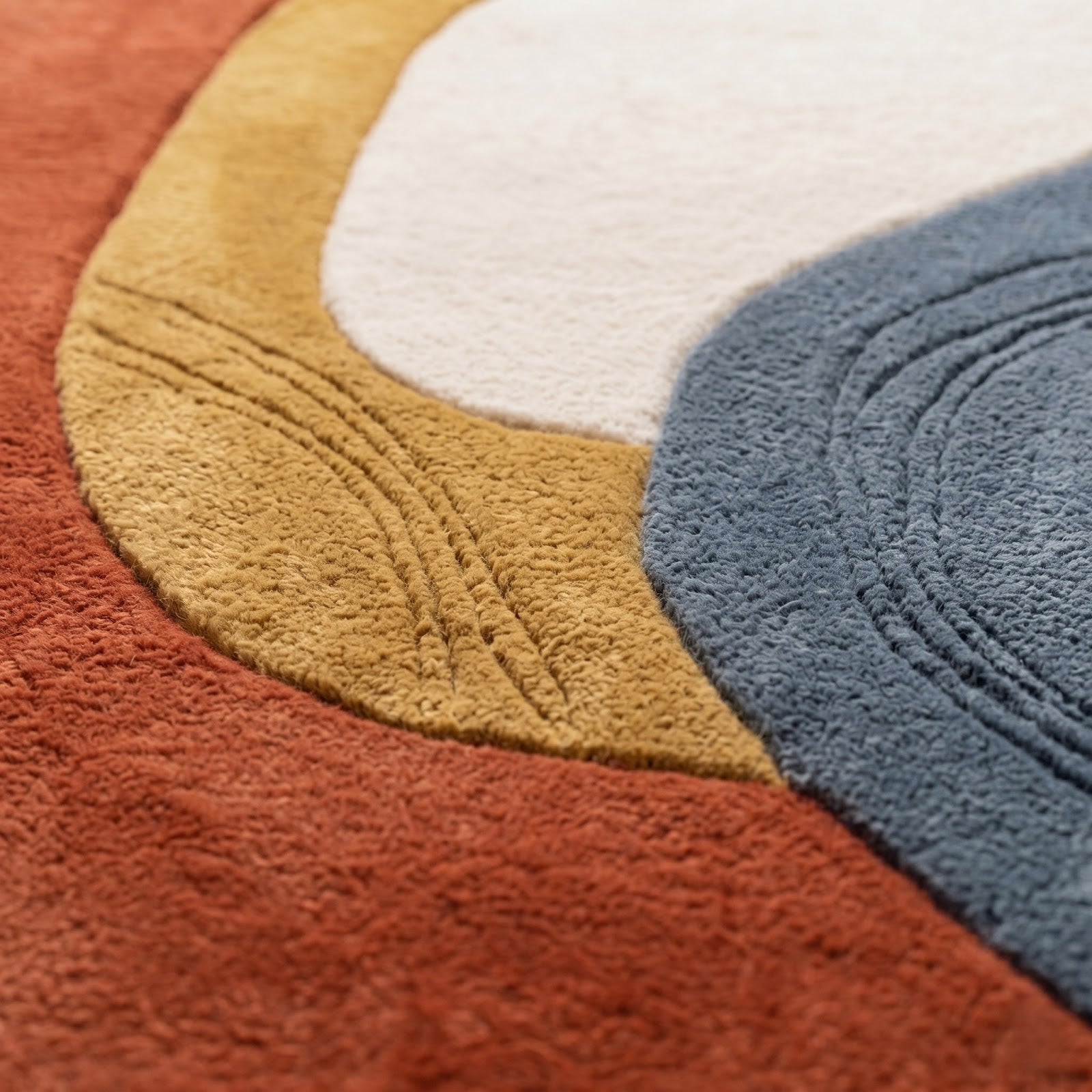 Abstract Terracotta Hand Tufted Wool Rug | Irregular Modern Area Rug — 2x3 ft'