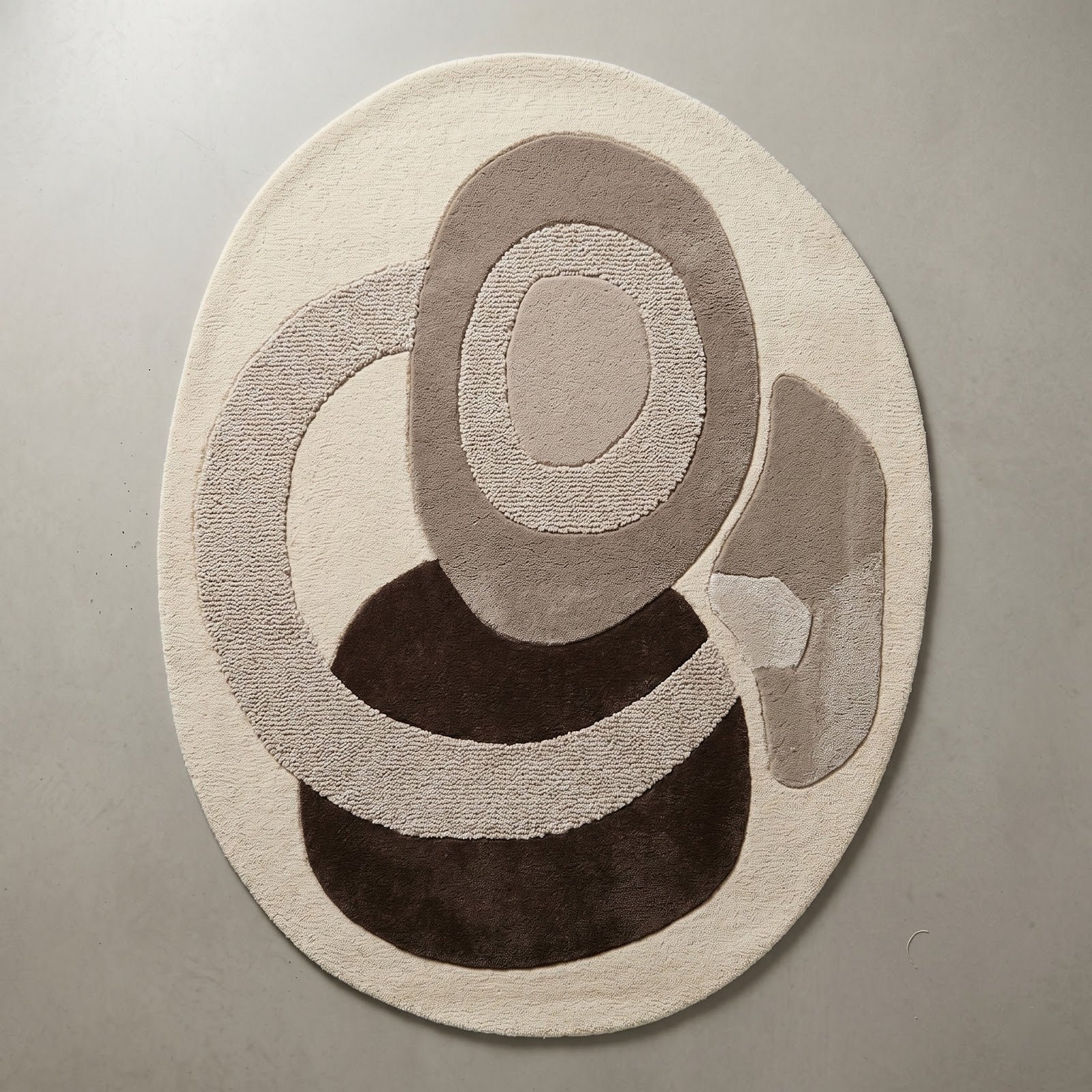 Sculptural Abstract Hand Tufted Wool Rug | Ivory, Taupe & Espresso Brown Organic Modern Area Rug — 2x3 ft'