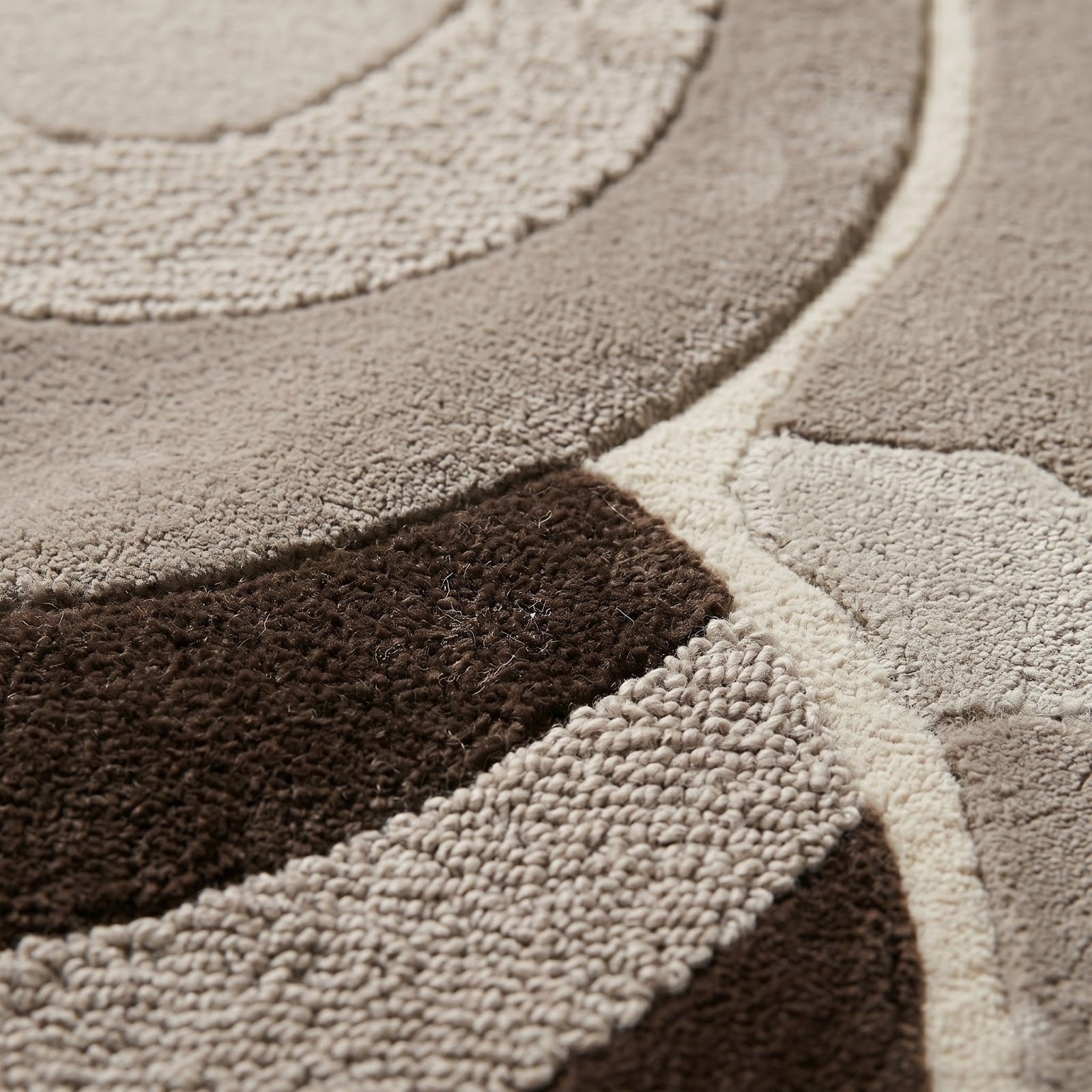 Sculptural Abstract Hand Tufted Wool Rug | Ivory, Taupe & Espresso Brown Organic Modern Area Rug — 2x3 ft'