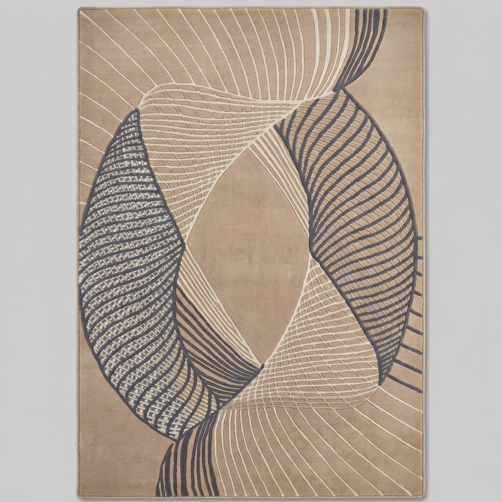 Abstract Linear Hand Tufted Wool Rug | Modern Geometric Area Rug — 2x3 ft'