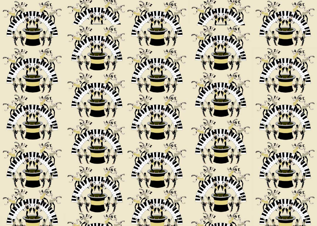 CUSTOM ART DECO JAZZ AGE WALLPAPER Yellow by Art Decor Designs image 0