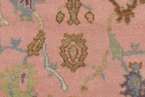 Vintage Oushak Hand Knotted New Zealand Wool Rug | Pink & Ivory Turkish Floral Area Rug — 2x3 ft'