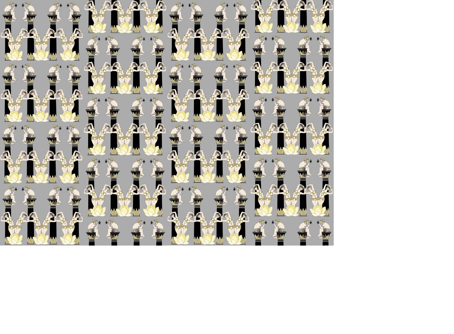 CUSTOM ART DECO EGYPTIAN REVIVAL LOTUS GIRLS WALLPAPER Yellow by Art Decor Designs image 2