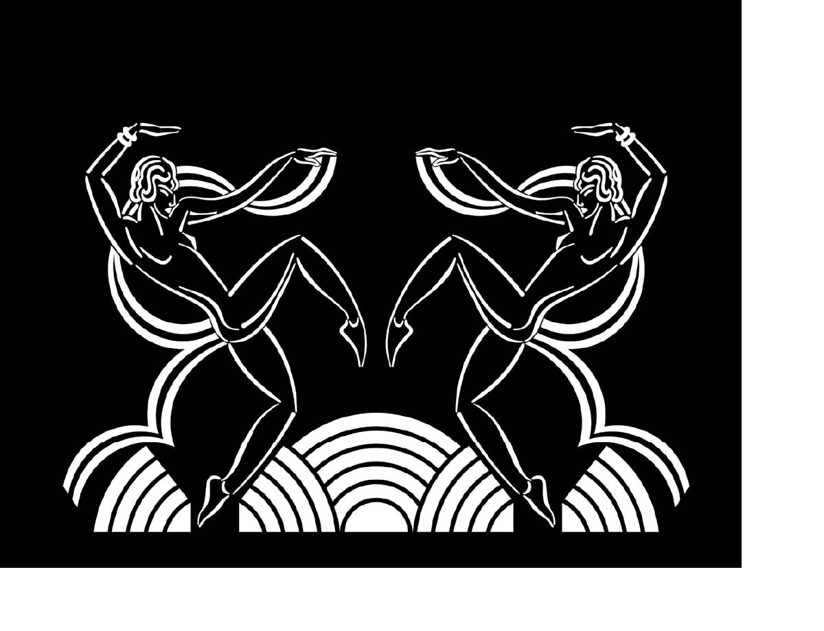 CUSTOM ART DECO DANCING GIRLS WALLPAPER White/Black by Art Decor Designs image 0