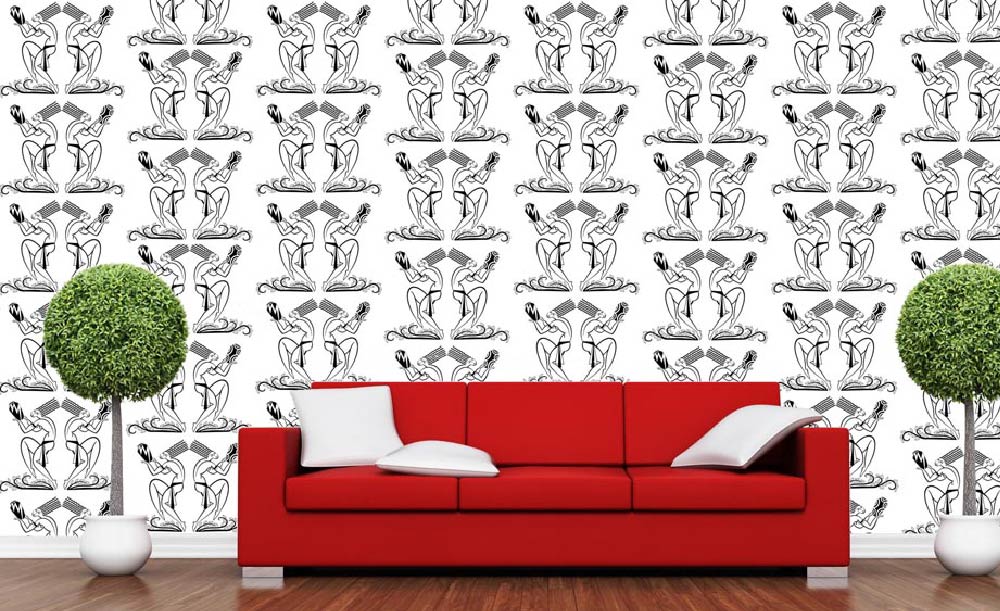 CUSTOM ART DECO LES DANSEURS WALLPAPER Black/White by Art Decor Designs image 2