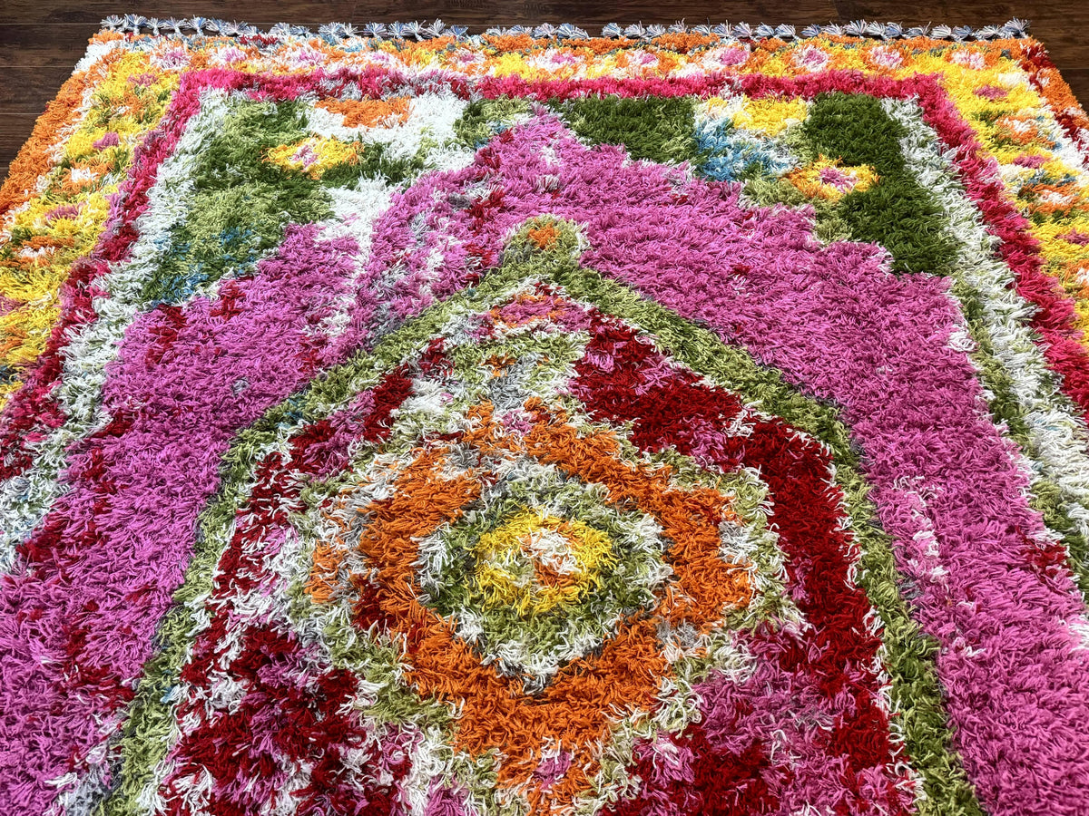 Colorful Shag Rug 8x10, Fuchsia and Multicolor - Jewel Rugs, view 5