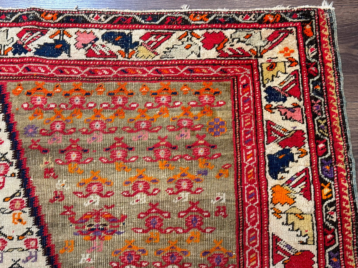 Antique Persian Malayer Rug 4x7, Tribal Senneh Carpet, Geometric, Diamond Design - Jewel Rugs, view 7