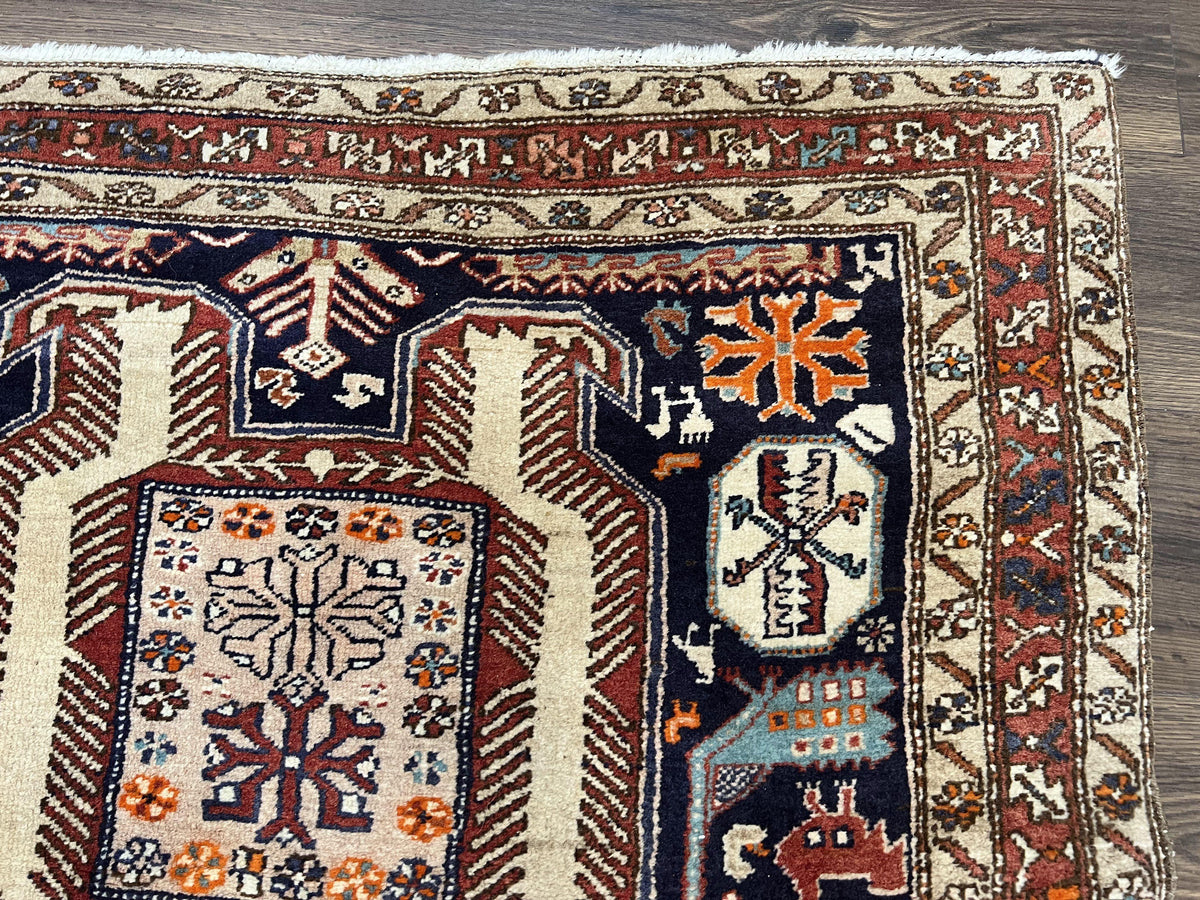 Persian Ardabil Wide Runner Rug 4x10 - Geometric Medallions & Animal Pictorials - Jewel Rugs, view 8