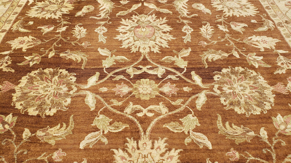 Indo Persian Rug 10x14, Mahal Sultanabad Oriental Carpet, Burnt Orange & Beige, Handmade Wool Area Rug - Jewel Rugs, view 5