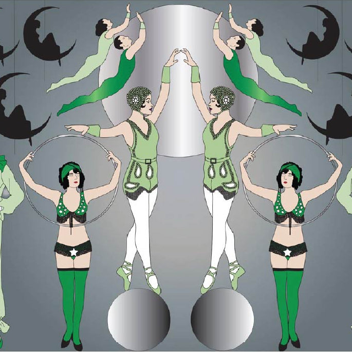 CUSTOM ART DECO CIRCUS WALLPAPER Green by Art Decor Designs image 0