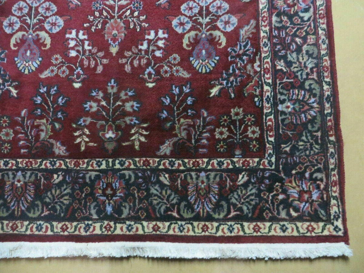 4' X 6' Vintage Handmade Fine India Jaipur Floral Oriental Wool Rug Red Nice - Jewel Rugs, view 9