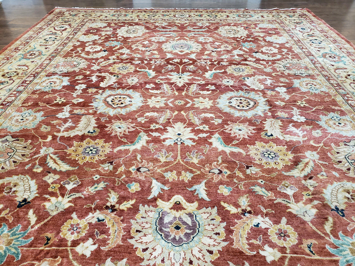 Safavieh Room Sized Rug 10x14, Wool Hand-Knotted Auburn Red & Light Gold Egyptian Mahal Oriental Carpet, 10 x 14 Large Living Room Rug - Jewel Rugs, view 4
