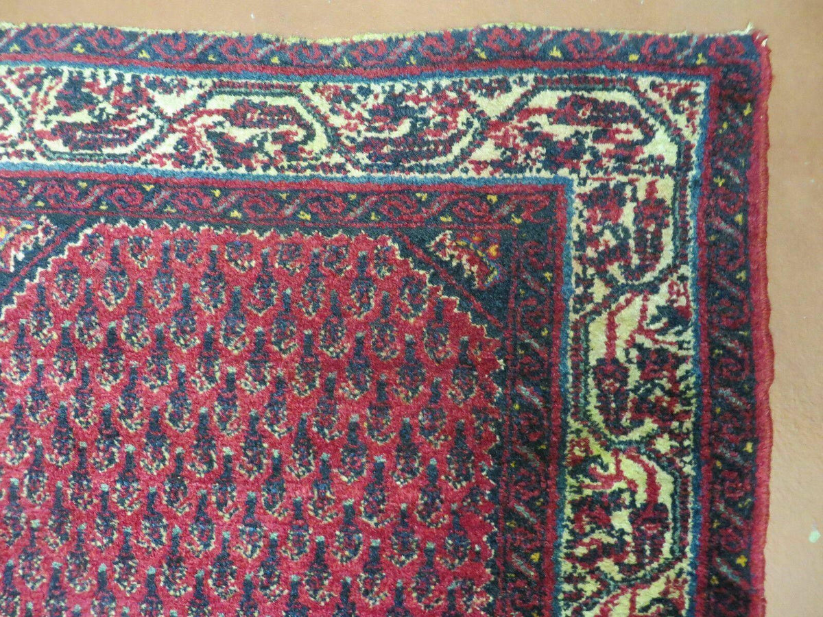 2.5' X 4' Vintage Handmade Indian Amritsar Wool Rug Paisley Design Red - Jewel Rugs, view 8