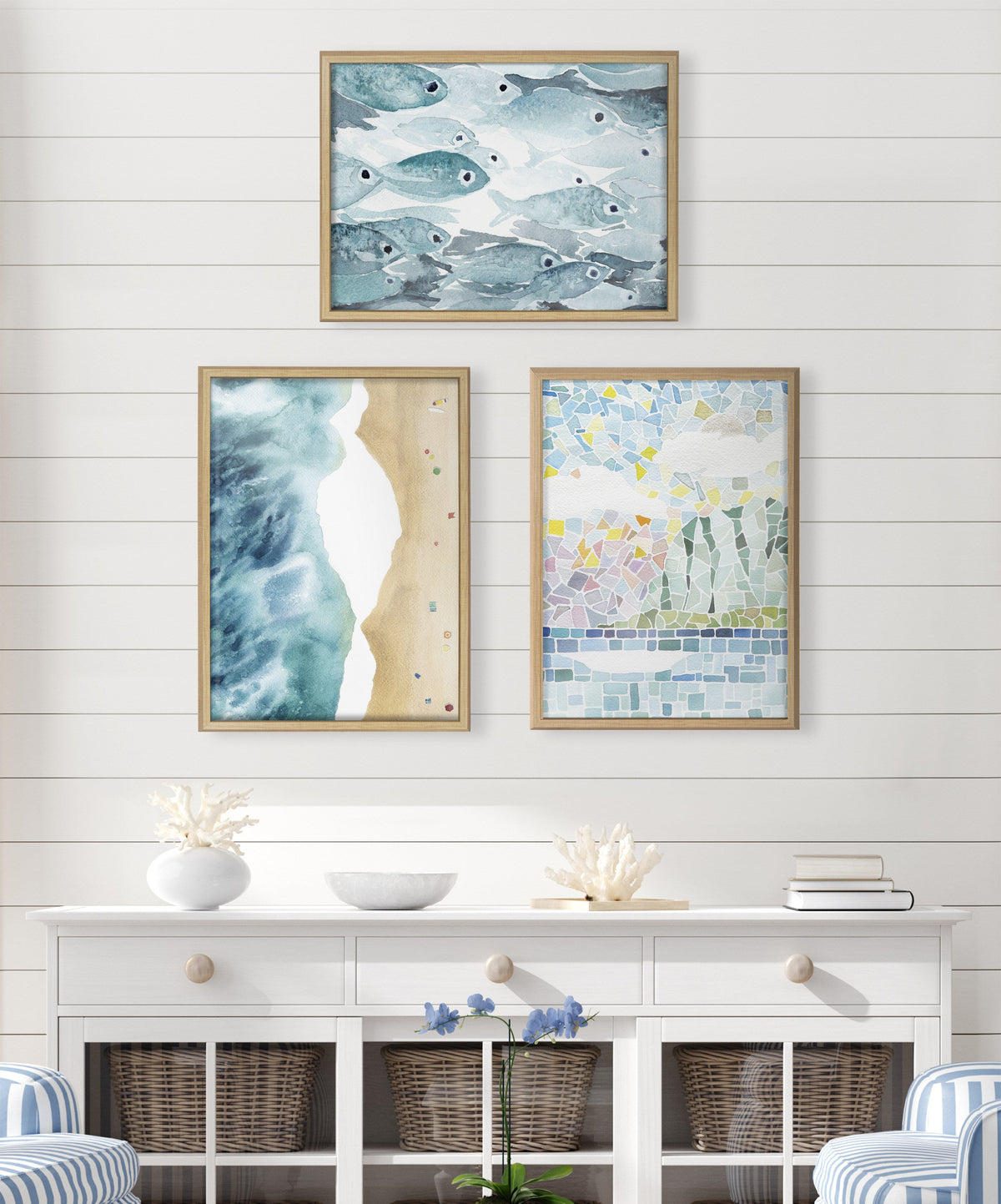 Blake North Shore Framed Printed Glass by Janet Meinke-Lau